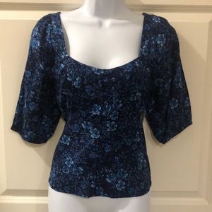 Blue floral blouse